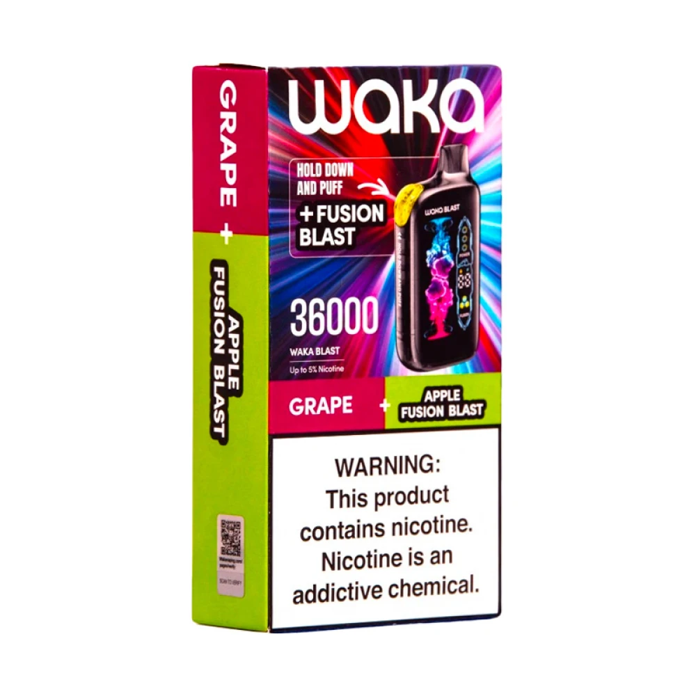 Pod Descartável Waka Blast 36k Grape + Apple Fusion Blast no